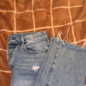 Pacsun, high waisted, straight leg, button up, ripped mom jeans